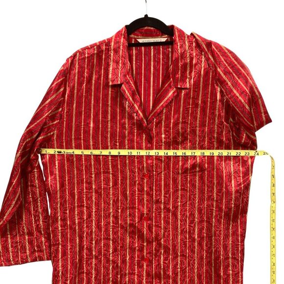 Vintage Victoria's Secret Nightshirt, Size Large, Red Gold‎ Striped Satin Y2K - Picture 5 of 10